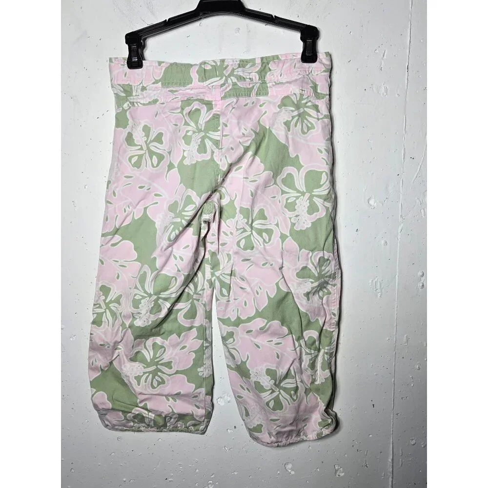 Y2K 2004 Old‎ Navy Girls Floral Hawaiian Print Capri Pants 16 Tropical Summer